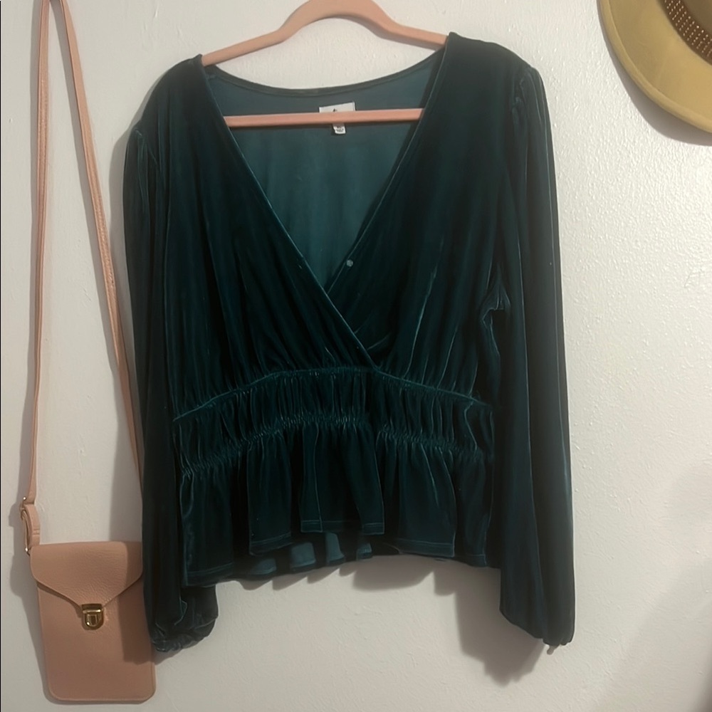 Emerald Green Velvet Women's Top